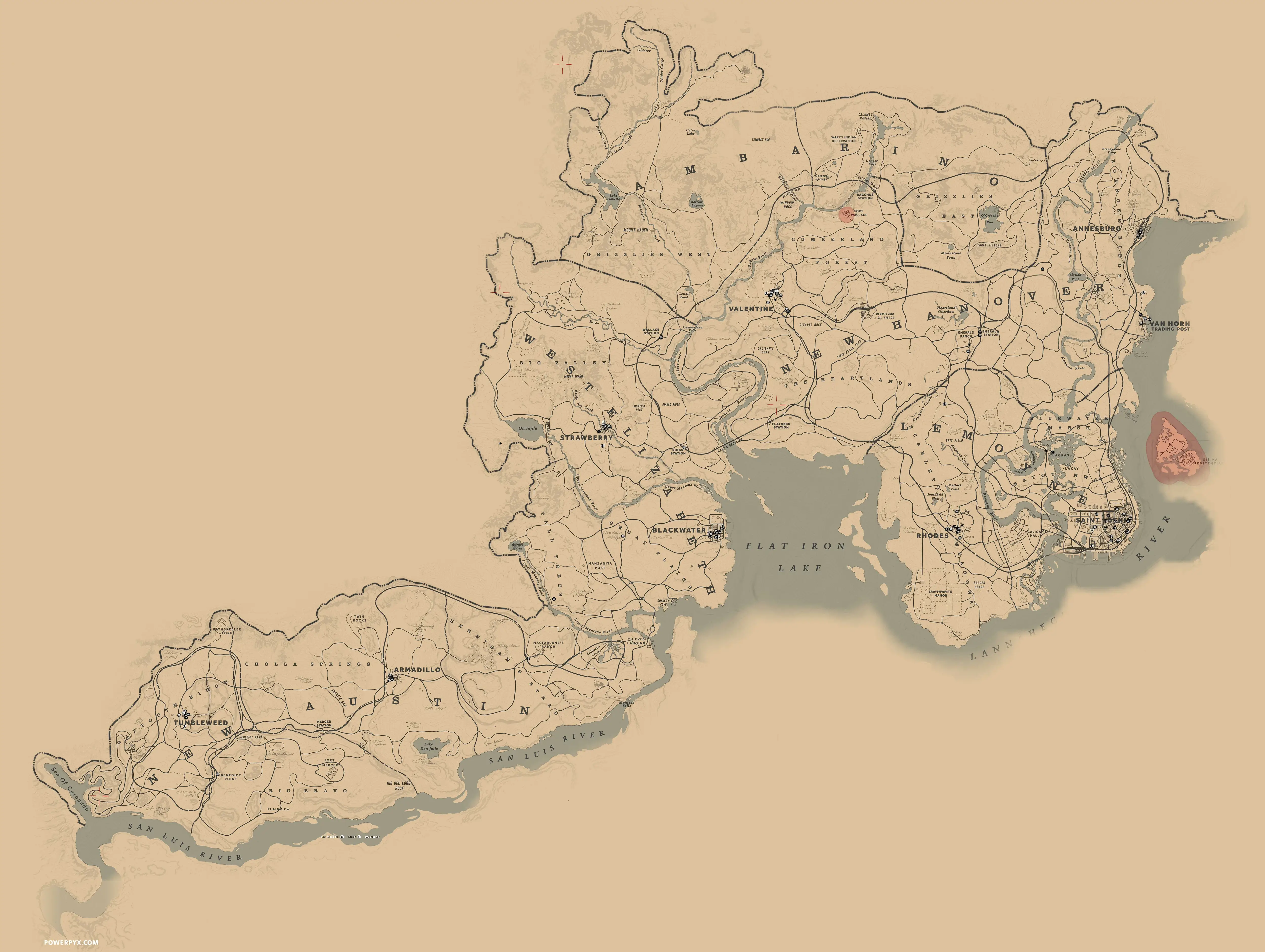 Mapa de Red Dead Redemption 2